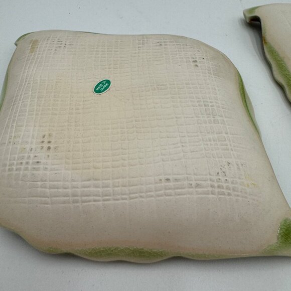 A Set of 2 Vintage Tajimi Japan Green Leaf Plates Small - Picture 6 of 10